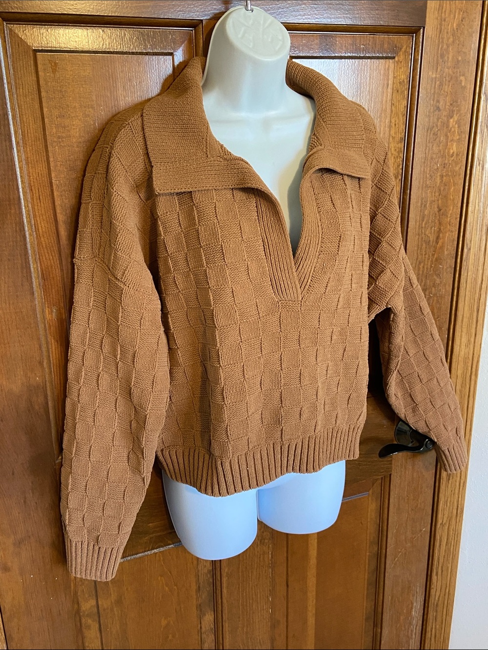 Abercrombie & Fitch notch neck polo sweater V collared neckline Preppy Medium